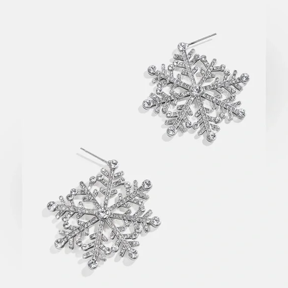 BaubleBar Snow What You Got Silver Snowflake Earrings - Picture 2 of 4